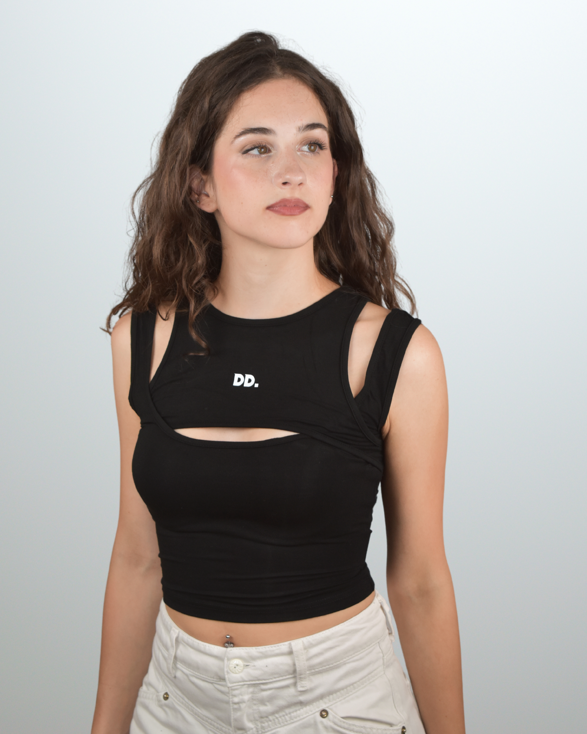 DEVILDRAPE DONNA CROP TOP CIRCLE NERO