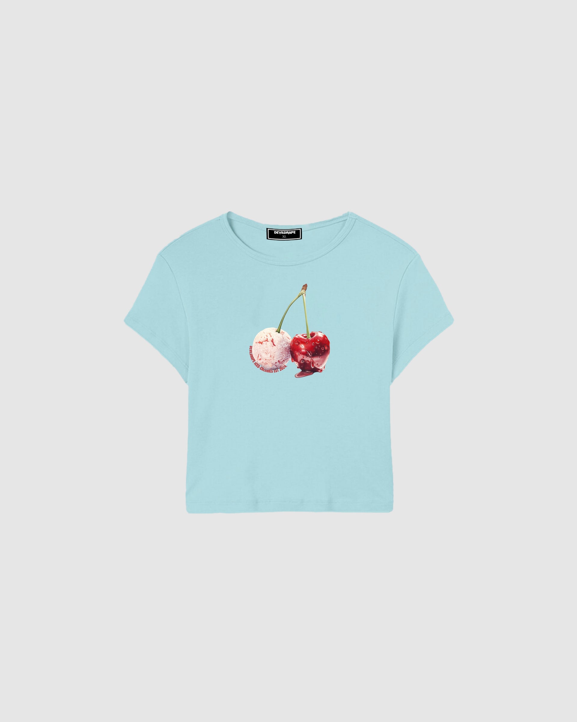 DEVILDRAPE WOMAN LIGHT BLUE T-SHIRT ICED-CHERRIES