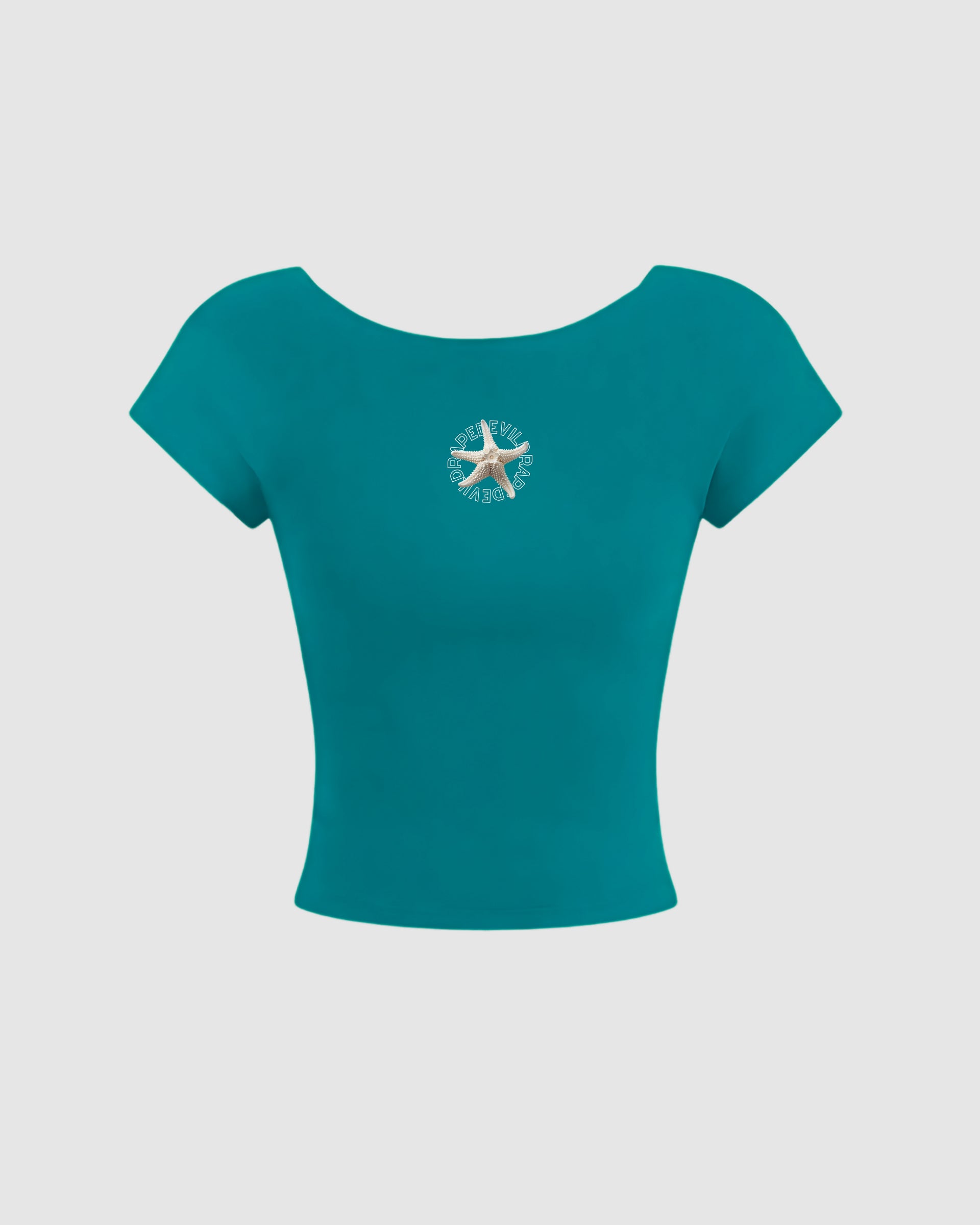 DEVILDRAPE WOMAN DARK CYAN CROP TOP STAR