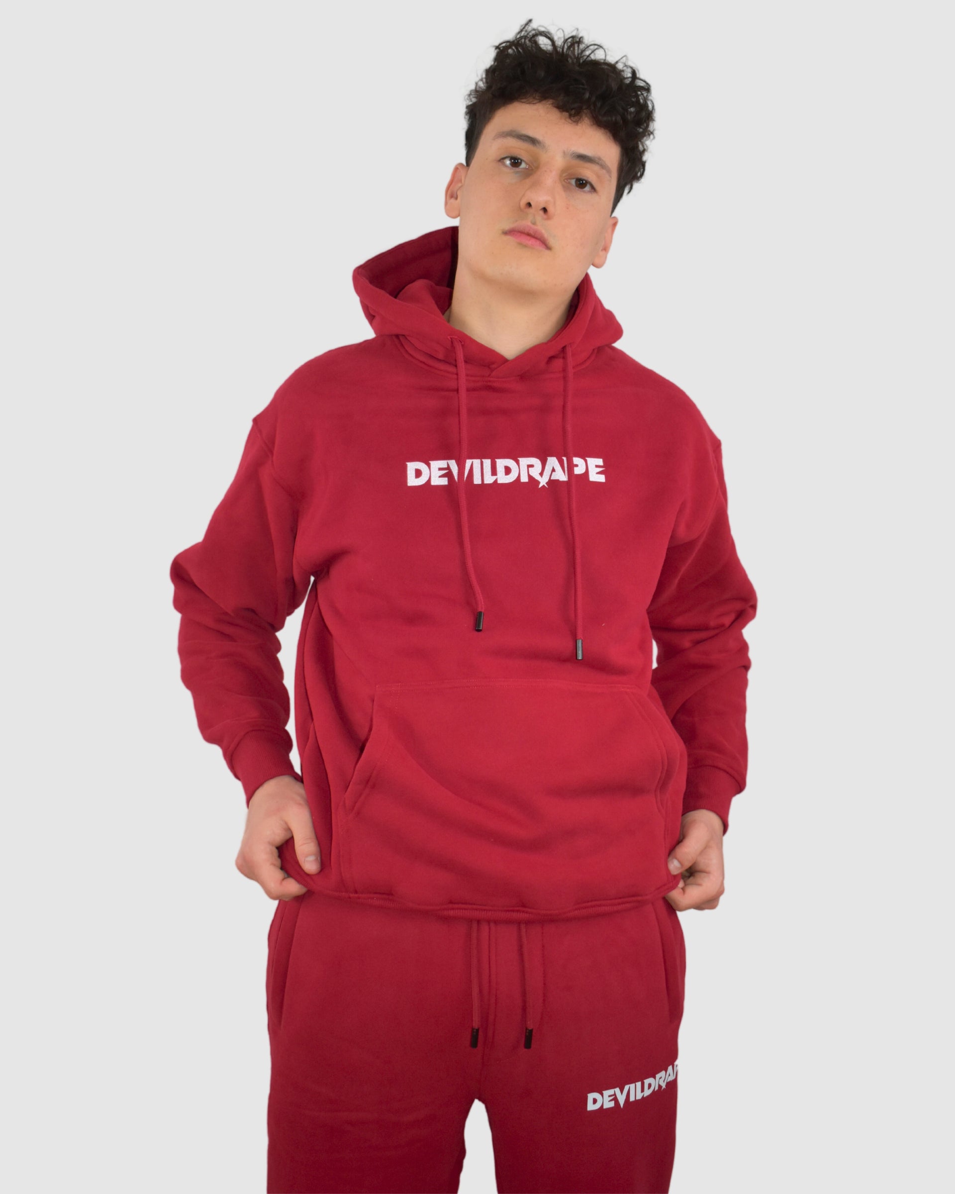 DEVILDRAPE UNISEX OVERSIZE HOODIE ESSENTIAL ROSSA