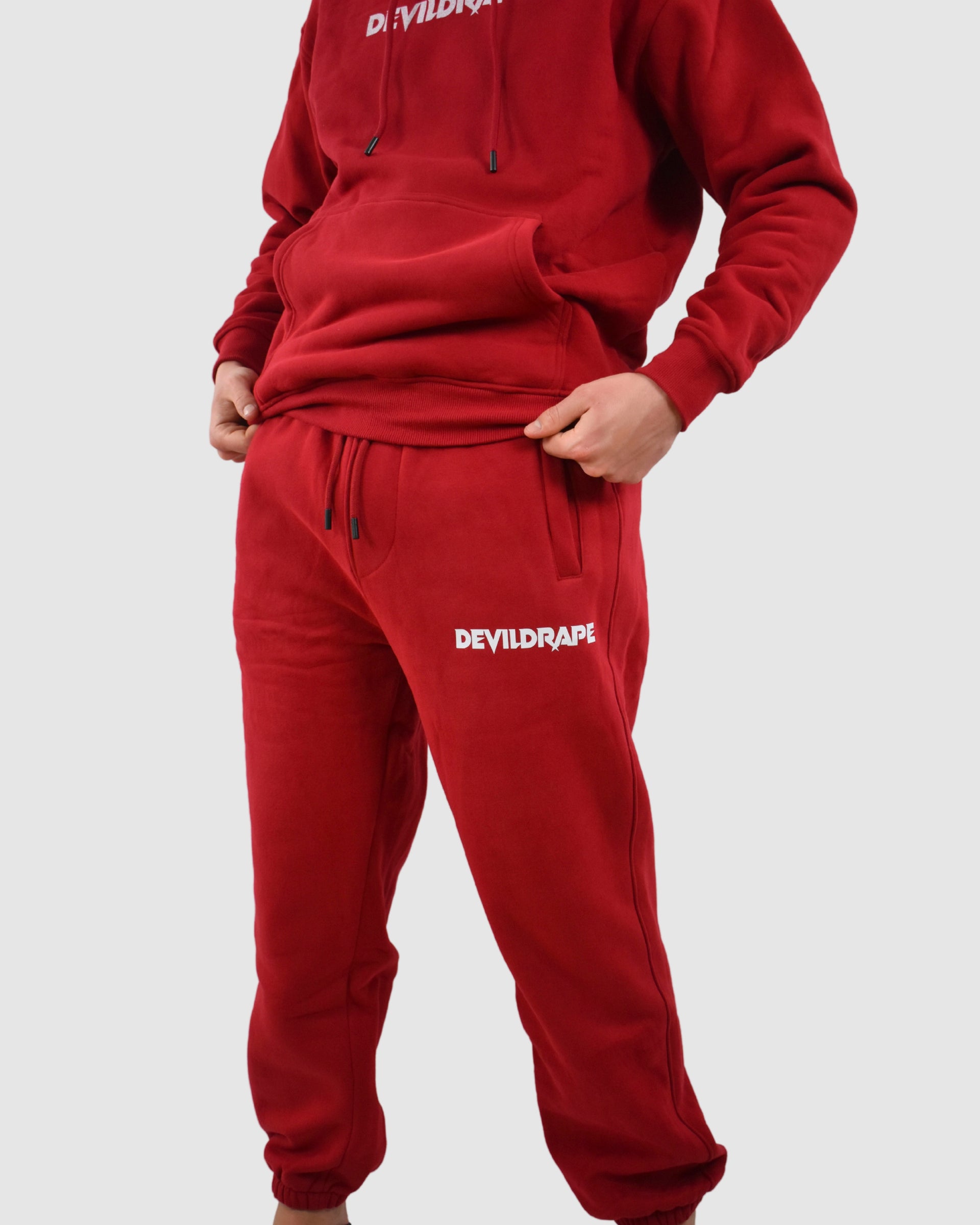 DEVILDRAPE UNISEX SWEATPANTS ESSENTIAL ROSSO